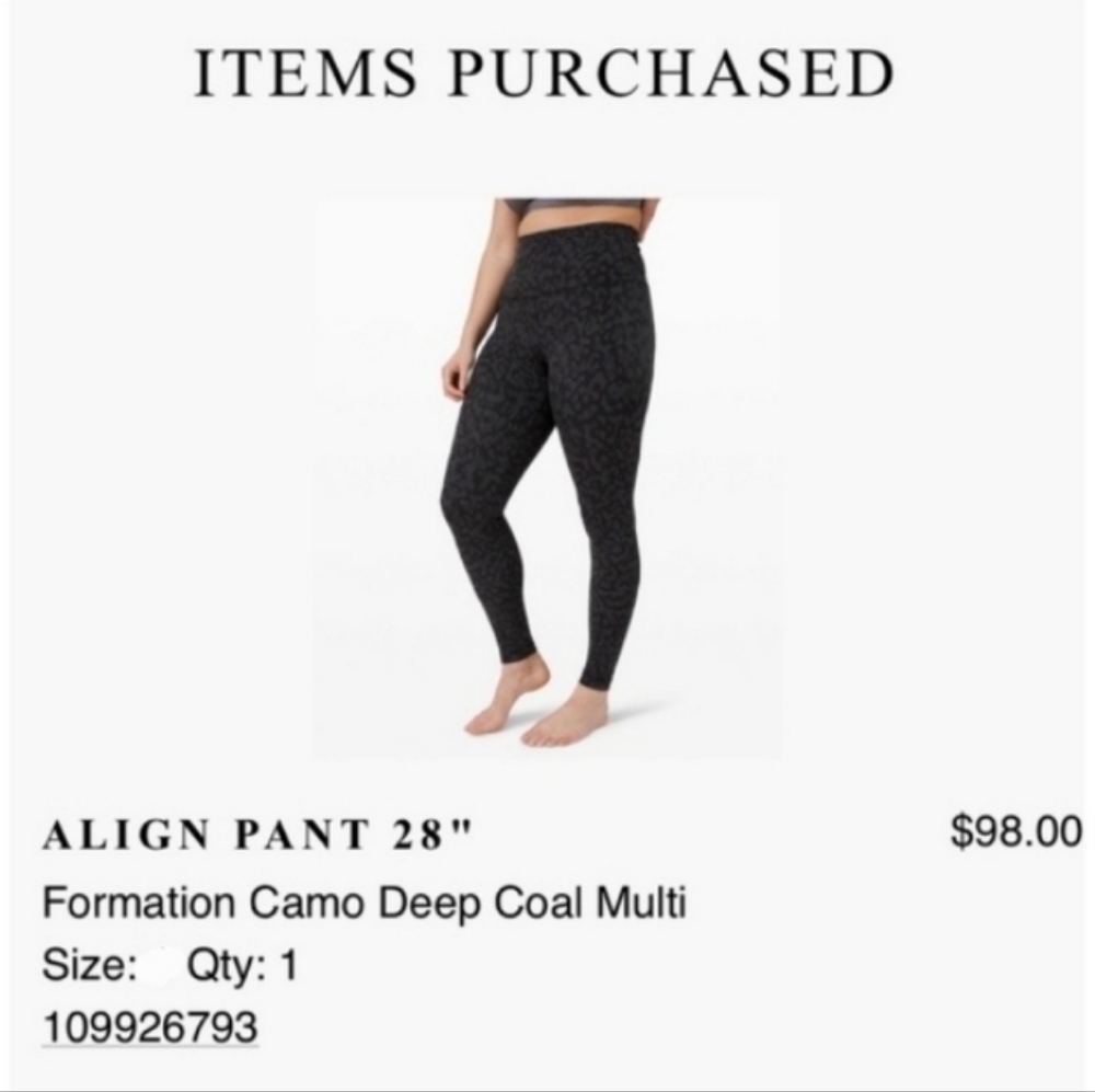 🍋 LULULEMON 🍋 Align 28" black Cheetah camo Size 8 formation camo deep - Picture 5 of 16